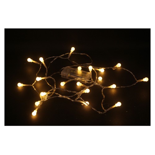 Guirnalda de 20 luces LED a pilas, blanco cálido con bolas, ACTUEL.