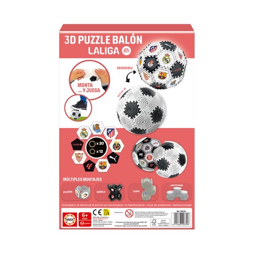EDUCA Puzzle 3D Balón La Liga, Monta y Juega, Reversible +6 Años