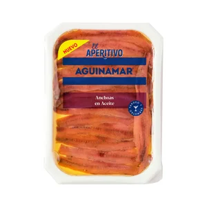 AGUINAMAR Bandeja de anchoa en aceite vegetal y de oliva 60 g.