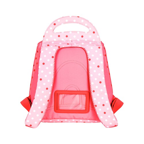 Mochila preescolar diseño de cerezas, color rosa, PRODUCTO ALCAMPO, 24x25x13cm.