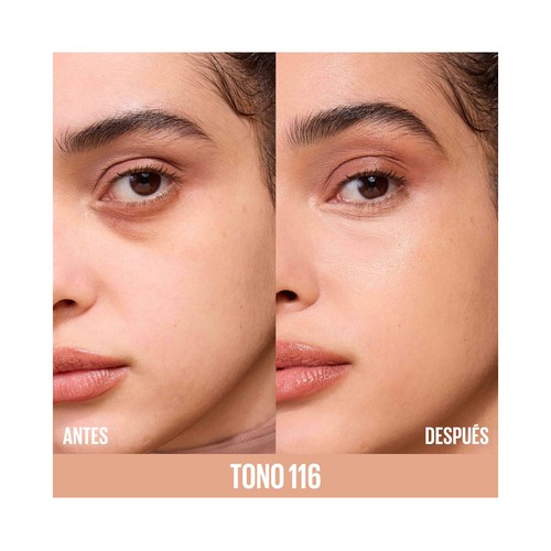 MAYBELLINE Lifter plump & glow tono 116 Base de maquillaje fundente con FPS 15.