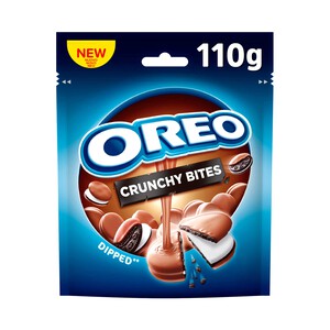 Imagen de OREO Mini Crunchy Bites galletas de Cacao Rellenas de Crema Sabor Vainilla y Cubiertas de Chocolate con Leche 110 g.