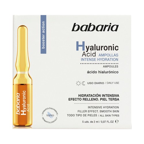 BABARIA Hyaluronic Tratamiento en ampollas de uso diario con efecto hidratante y rellenador 5 x 2 ml.