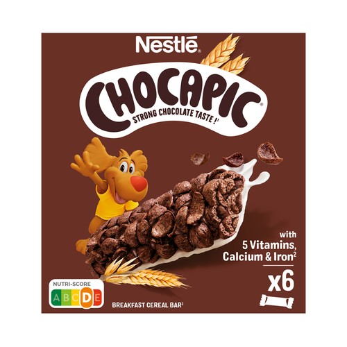 NESTLÉ CHOCAPIC Cereales en barrita con chocolate y leche pack de 6 uds. de 25 gr.