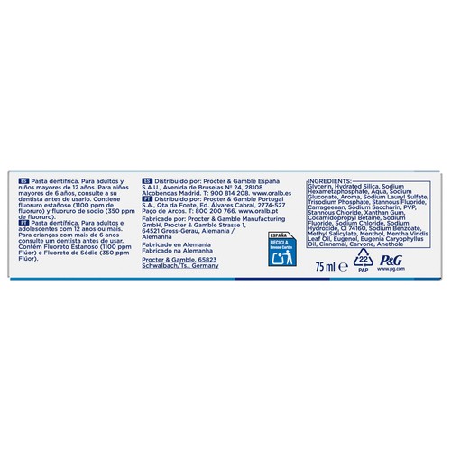 ORAL-B Pro-expert protección profesional Pasta de dientes para una limpieza total, sabor menta fresca 75 ml.