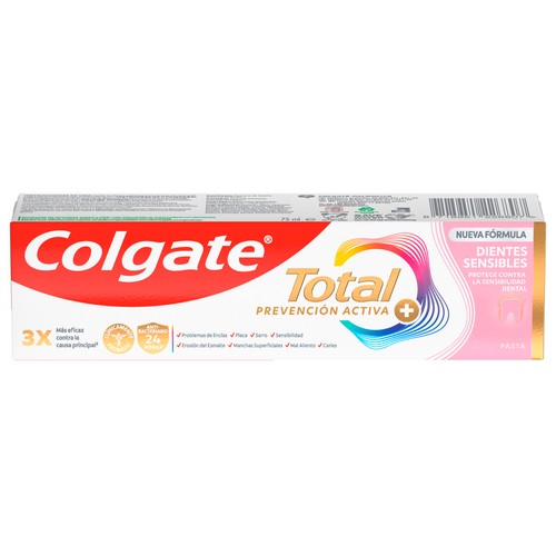 COLGATE Total prevención activa + Pasta de dientes para dientes sensibles 75 ml.