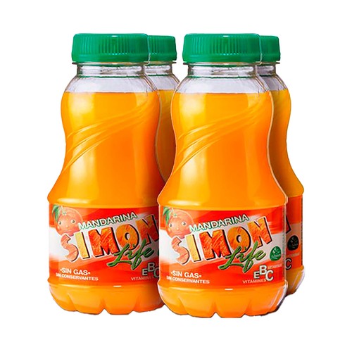 Refresco de mandarina sin gas SIMON LIFE pack 4 uds x 20 cl.