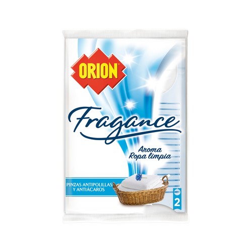 Pinzas antipolillas y antiácaros aroma ropa limpia ORION FRAGANCE 2 uds.