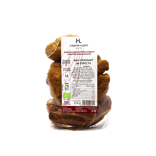Croissants mini de espelta con mantequilla ecológicos EL HORNO DE LEÑA 210 g.