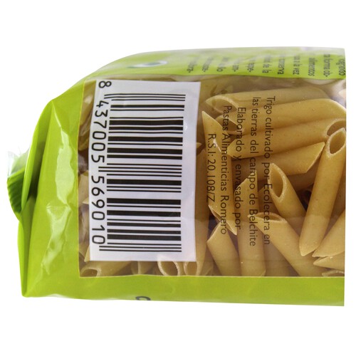 ECOLECERA Pasta macarrones ecológicos, pasta de sémola de trigo duro de calidad superior ECOLECERA 500 g.