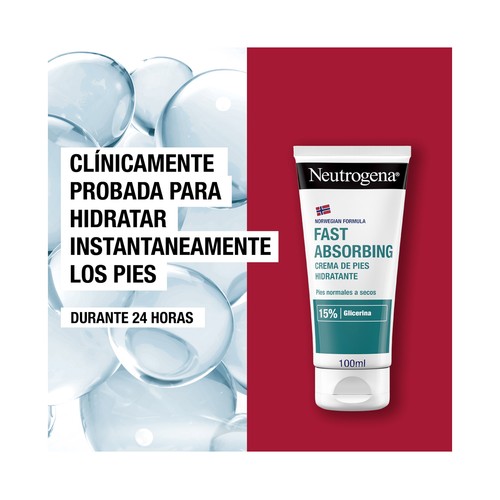 NEUTRÓGENA Crema de pies fórmula noruega, de absorción inmediata, para pies normales a secos 2 x 100 ml.