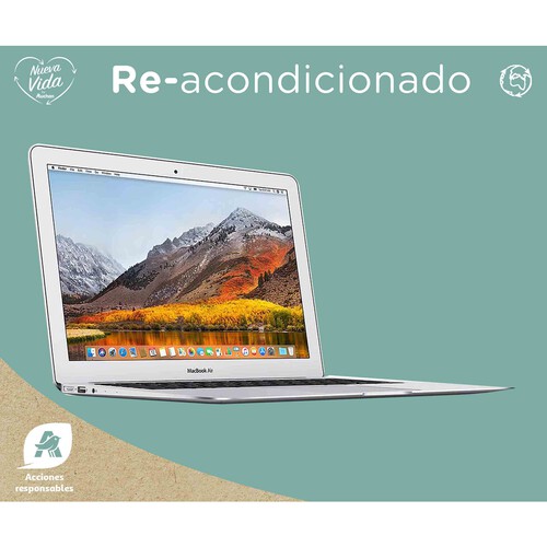Portátil 33,02 cm (13) APPLE MacBook Air A1466 2017(REACONDICIONADO), Intel Core i5, 8GB Ram, 128 SSD, Intel HD Graphics 6000, macOS. 