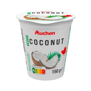 AUCHAN Producto vegetal de coco cremoso natural sin azúcar añadida 150 g Producto Alcampo.
