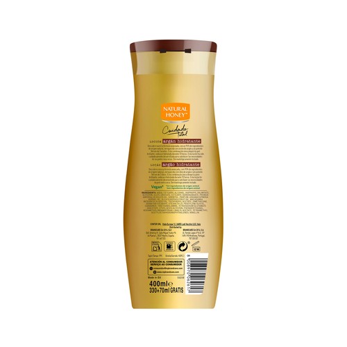 NATURAL HONEY Cuidado total Loción corporal hidratante con aceite de argán para pieles extra secas 330 ml.