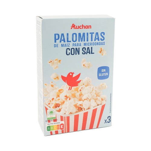 PRODUCTO ALCAMPO Palomitas de maíz con sal para microondas 3 uds. x 90 g.