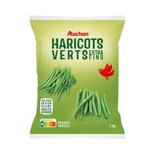 AUCHAN Judías verdes redondas extra finas y ultracongeladas 1 kg Producto Alcampo.