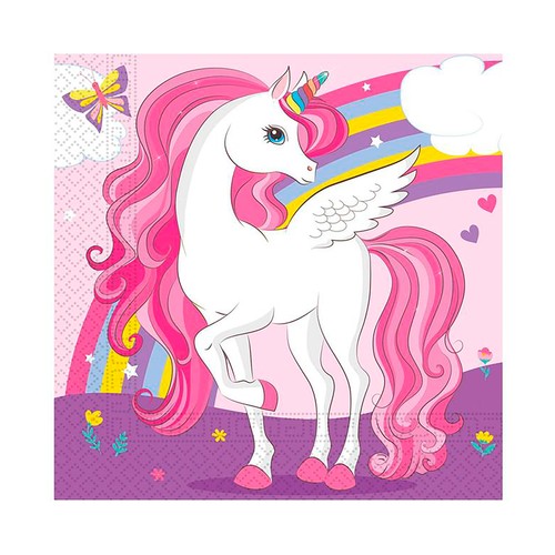 Pack de 20 servilletas de unicornio, 33x33cm, FSC, PROCOS