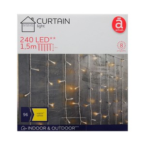 Imagen de Cortina de luces decorativas con 240 Led y 8 funciones, para interior y exterior 1,5x1,4m, ideal para fiestas y decoración de Navidad, SNC