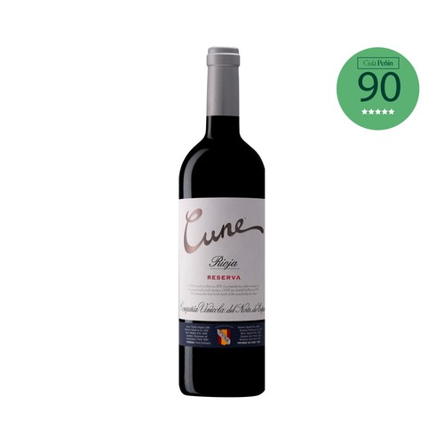 Vino tinto reserva con denominación de origen calificada Rioja CUNE botella de 75 cl.