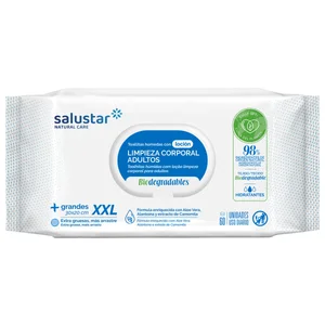 SALUSTAR Toallitas humedas para higiene y limpieza corporal de adultos SALUSTAR 60 uds
