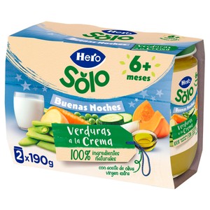 Imagen de HERO Solo buenas noches Tarrito de verduras a la crema (textura suave), a partir de 6 meses 2 x 190 g.