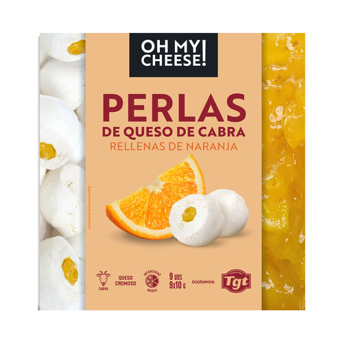 OH MY CHEESE! Perlas de queso de cabra rellenas de naranja OH MY CHEEESE! 9 uds. 90 g.