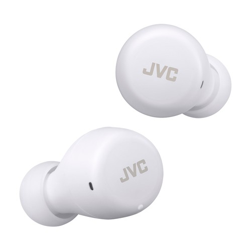 Auriculares deportivos bluetooth tipo cuello JVC HA-A5T-WN-E, estuche cargador, micrófono, color blanco.