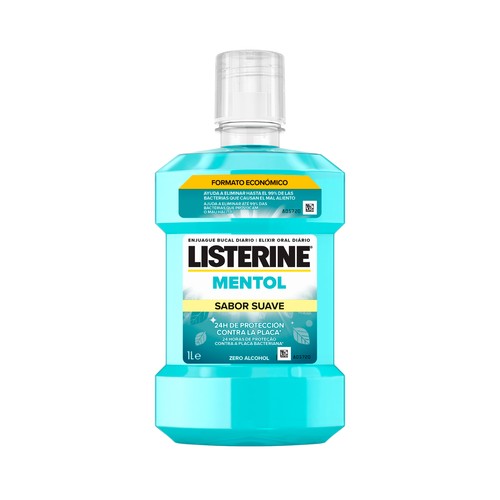 LISTERINE Enjuage bucal de uso diario sin alcohol, con sabor suave a mentol LISTERINE 1 l.
