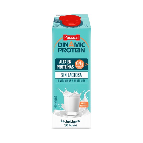 PASCUAL Dinamic protein Leche sin lactosa enriquecida con proteínas y 8 vitaminas y minerales 6 x 1 l.