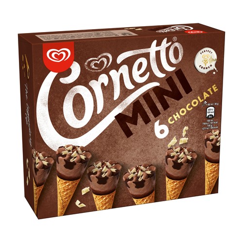 CORNETTO MIni conos de chocolate con trocitos de chocolate blanco 6 x 60 ml.
