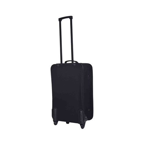 Maleta mediana flexible con 2 ruedas, de poliéster, color negro, tamaño 59cm, PRODUCTO ECONÓMICO ALCAMPO.