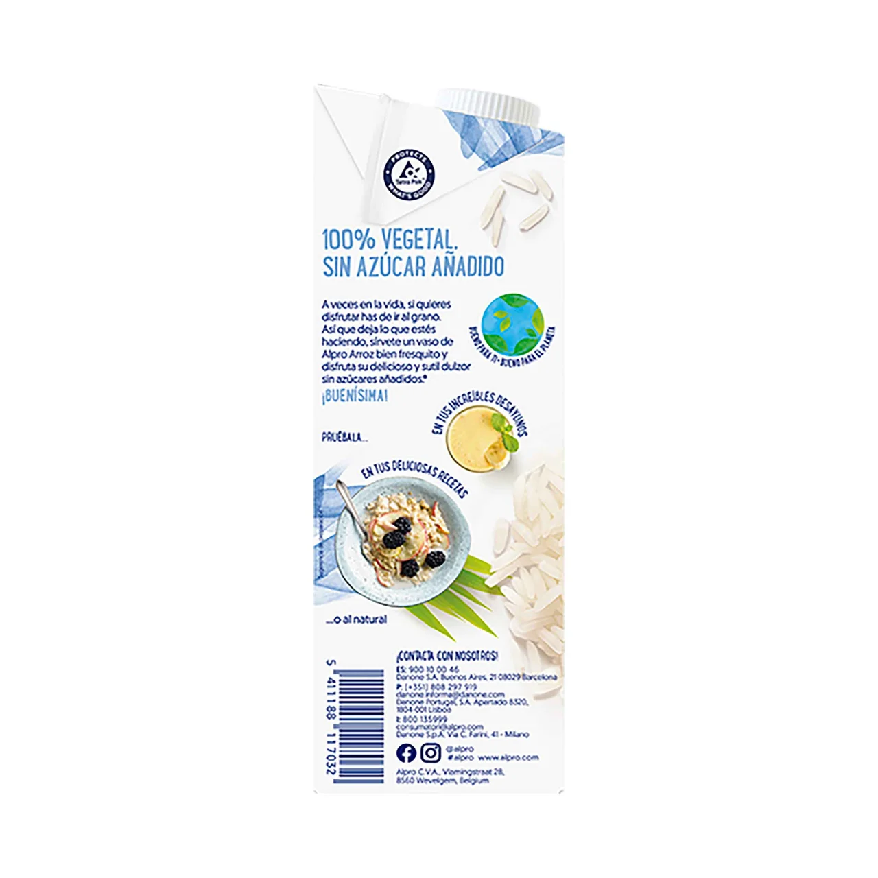 Bebida de arroz 100% vegetal y sin azúcares añadidos 1 l.