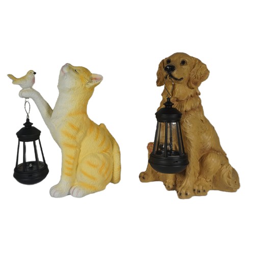 Figura solar surtida de perro y gato de 26x29 cm, GARDENSTAR.