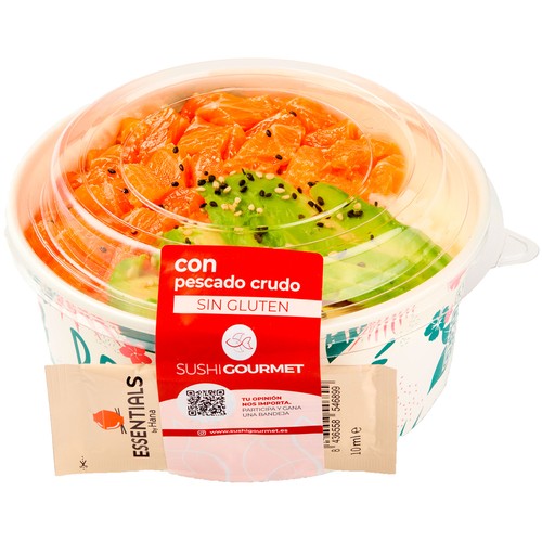 SUSHI GOURMET Arroz de sushi con salmón, aguacate y sésamo 250 g.