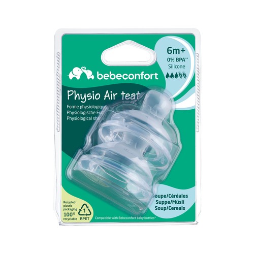 BEBECONFORT Tetinas Physio Air anatómicas de silicona, a partir de 6 meses, 2 uds.