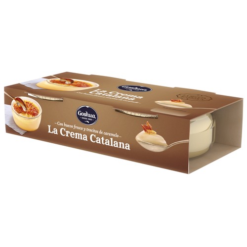 GOSHUA Crema catalana elaborada con huevos frescos y con trocitos de caramelo GOSHUA 2 x 100 g.