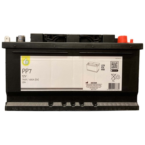 Batería de coche 74Ah, arranque 680A, 12V, ALCAMPO