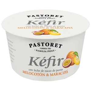 PASTORET Kéfir con melocotón y maracuyá elaborado con leche de vacas de pasto 170g.