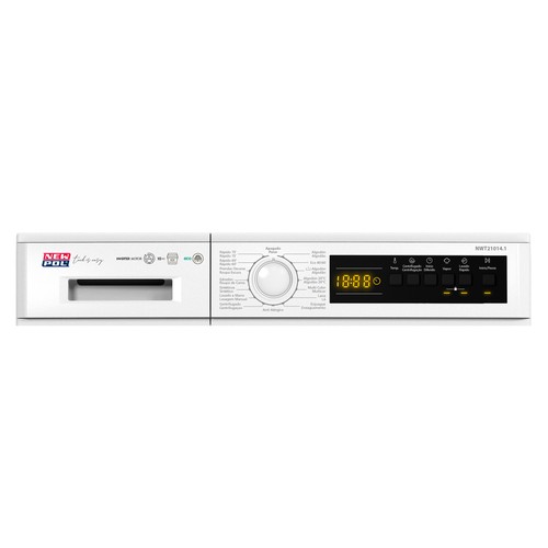 Lavadora NEW POL NWT21014.1 10KG, color blanco, clasificación energética: A, 1400RPM, H: 84,5cm, A: 59,7cm, F: 58,2cm.