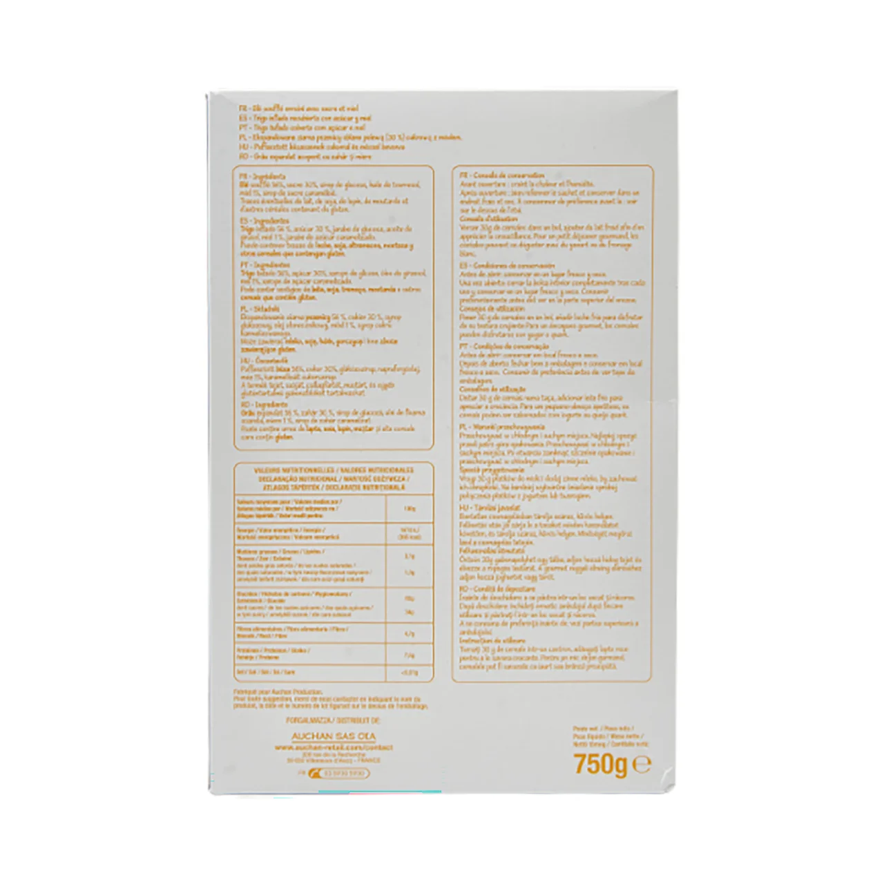 PRODUCTO ECONÓMICO ALCAMPO Cereales de trigo inflado con miel 750 gr.