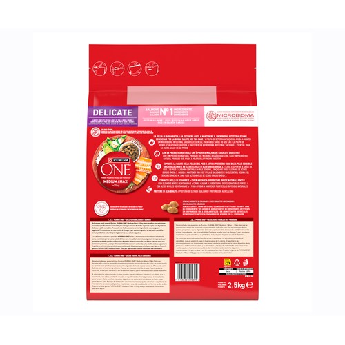 PURINA ONE Alimentación de perro medium-maxi junior salmón y arroz 2,5 kg.