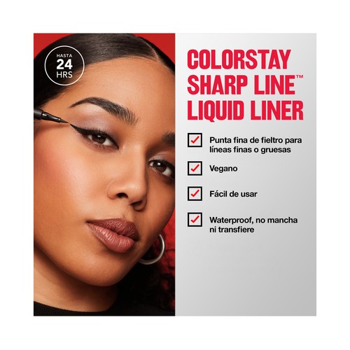 REVLON Colorstay sharp line  tono 001 negro azabache Delineador de ojos líquido, resistente al agua.
