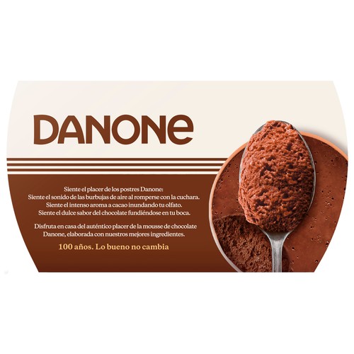 DANONE Mousse de textura ligera e inteso sabor a chocolate DANONE 4 x 60 g.