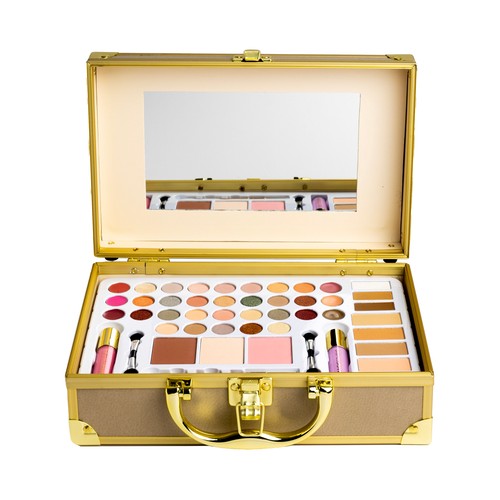 MAGIC STUDIO Nude Maletin con espejo y productos de maquillaje.