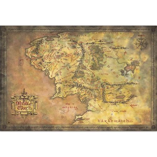Póster El Señor De Los Anillos Mapa De La Tierra Media 91,5x61cm, GRUPO ERIK.