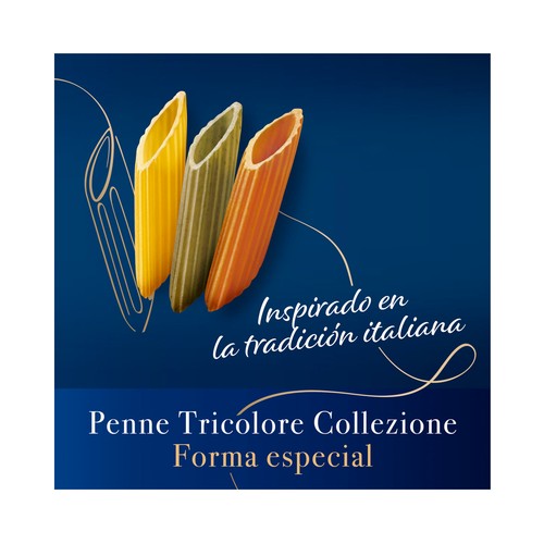 BARILLA Pasta Gourmet La Collezione Mezze Penne Tricolores N.170 (Macarrones Multivegetales) BARILLA 500 g.