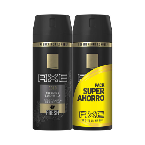 AXE Desodorante en spray para hombre con protección anti transpirante y frescor hasta 48 horasAXE Gold 2 x 150 ml.