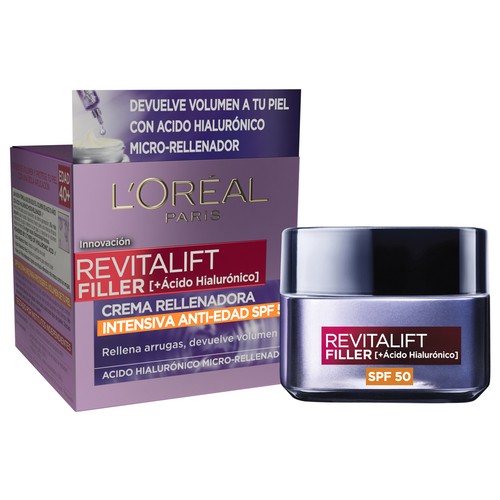 L´ORÉAL PARIS Revitalift filler 50 ml Crema de día rellenadora de arrguas y con FPS 50.