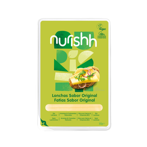 NURISHH Especialidad vegana en lonchas sabor original / natural NURISHH 160 g.