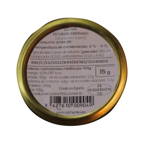 SPHERIKA Blister de caviar Esturion  15g